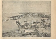 Stampa antica TRANI panorama Bari Puglia 1899 Old Antique Print