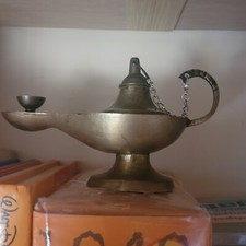 Antica lampada ad olio orientale aladino in ottone primi 900 13c x 8cm