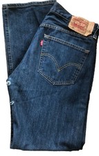 Jeans denim blu Levis 501 XX gamba dritta taglio classico W 34 L 32 invecchiato