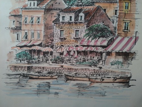 Vintage paesaggio mare lago - paesaggio,