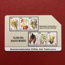 SCHEDA TELEFONICA VATICANO FLORA DEL NUOVO MONDO USATA MAGNETIZZATA GOLDEN n 2