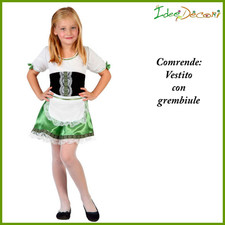Costume tirolese tedesca bambina vestito verde Okoberfest carnevale festa birra 