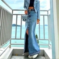 Gonna lunga Zara in denim con