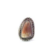 Anello Fatti A Mano In Giada Naturale Color Rame In Argento Sterling Di 27Mm