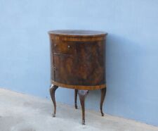 Mobiletto comodino ovale con antina e cassetto, radicato in noce, '900!
