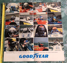 poster Goodyear campionato F1 1982 con le foto dei caschi di piloti di Formula1
