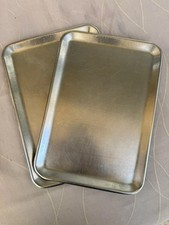 Set 2 Vassoi Acciaio INOX 33x23 Per Bar Ristoranti Rosticceria Pasticceria
