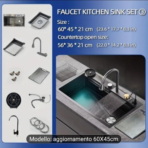 Lavello cucina cascata - cucina, nero