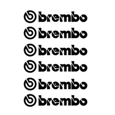 ADESIVI BREMBO KIT 6PZ pinze freno stickers auto moto 10x2 neri trasferibili