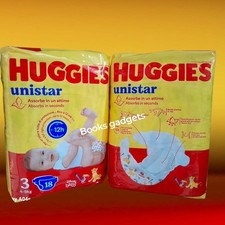 2 Pacchi (36 Pannolini) Pannolino Huggies Unistar Taglia 3 (4/9 Kg)
