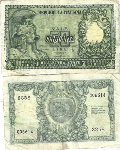 Italy lire 1951 pick 91 - italy,