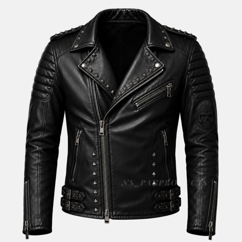 Giacca motociclista uomo pelle - giacca,