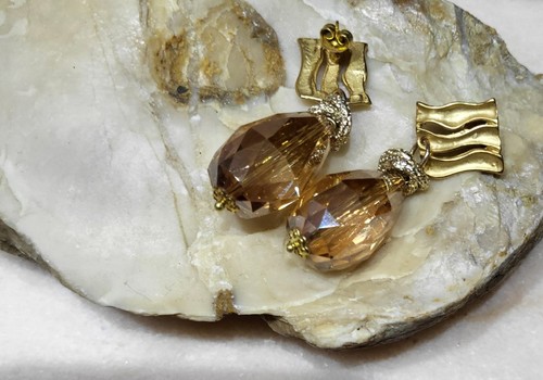 Orecchini oro grandi cristalli - oro,
