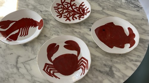 Set piatti flamant dipinti a - flamant,