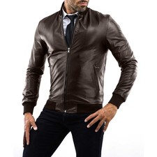 Giubbotto Bomber In Vera Pelle