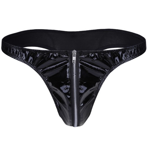 Slip bikini uomo - wetlook, pelle