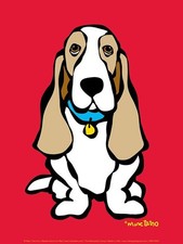 Poster Basset Hound on Red di