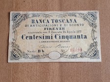 BANCONOTA BANCA TOSCANA 50 CENTESIMI 1870 BB/SPL
