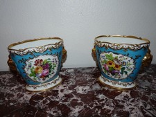 Superbe très rare paire de vases Tinet en porcelaine de Paris décor floral 19ème