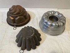 Tre Vecchi Stampi Per Budino -diametro-Rame 19Alluminio 18Ferro16