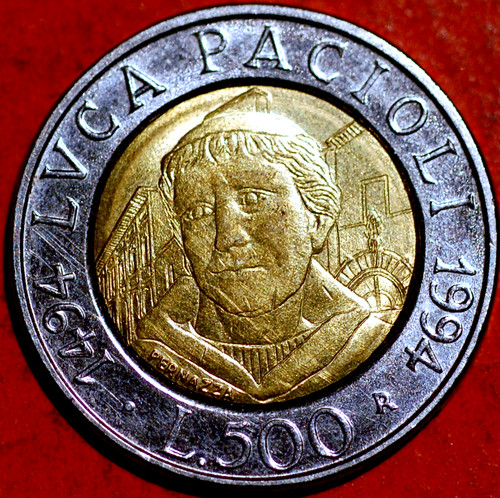 Italia 500 lire luca pacioli - italia,