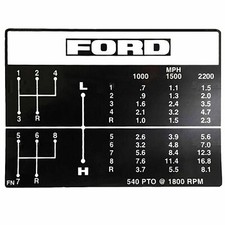 C5NN7B292FN Shift Pattern Decal Fits Ford Tractor 4000 (4100 4600 After 5/76)
