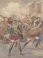 FABIO FABBI Tavola Originale tempera ILIADE Nerbini anni Trenta libro 03°