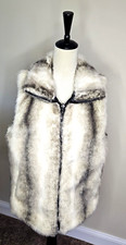 Gilet donna taglia L pelliccia sintetica rasato castoro come collo reversibile tasche laterali