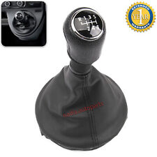 Pomello Leva del Cambio per VW Transporter T5 T6 6 Marce Nero Pelle con Cuffia