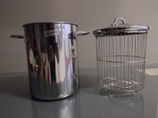 PENTOLA CUOCI ASPARAGI ACCIAIO INOX C/CESTELLO E COPERCHIO ASPARAGIERA CM.18