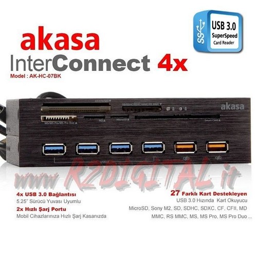 Card reader akasa interno - reader,