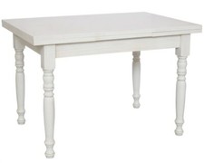 TAVOLO ALLUNGABILE DA CUCINA SHABBY CHIC BIANCO ANTICATO CON GAMBE TORNITE