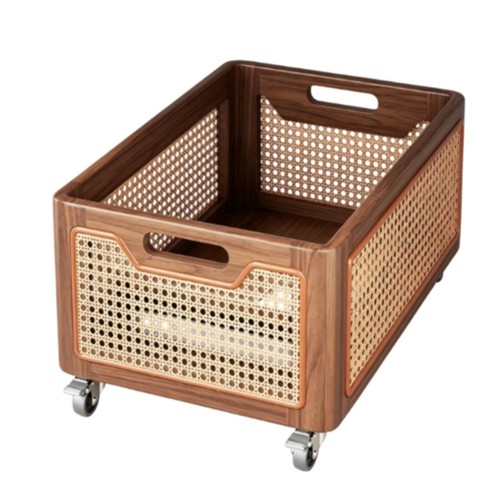 Cesto legno con rattan - cesto,