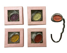 SET 4 GANCIO APPENDI BORSA + 1 IN OMAGGIO IN METALLO CROMATO E CRISTALLI