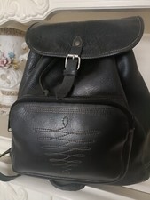  Zaino in Vera Pelle Color Nero, Made in Italy, Vintage, Bretelline Regolabili 