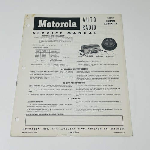 Motorola radio 1953 manuale - 1953,