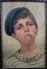 BEL DIPINTO AD OLIO SU TAVOLA “SCUGNIZZO NAPOLETANO”