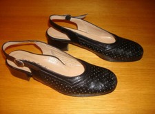 Svendita Sandali donna VARESE 428 N. 35 in pelle nero, suola in cuoio, tacco 30