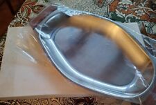 Vassoio in acciaio inox ovale con manici di legno Cm 33x18 Nuovo inscatolato