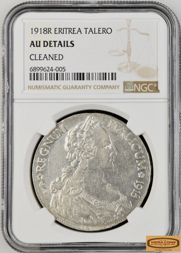 1918 eritrea tallero - ngc, au
