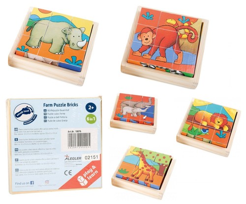 Puzzle cubi legno savana - cubi, in