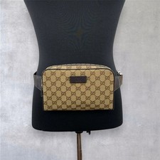Borsa Gucci GG Monogram Firma Tela Messenger Tracolla Cintura Beige 449174