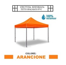 Gazebo pieghevole impermeabile in alluminio 3x3m Arancione - Mod. Super Ignis