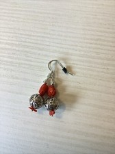 ORECCHINI PENDENTI IN PURO CORALLO SARDO GANCIO AD AMO IN ARGENTO
