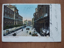 NAPOLI città VIA DEL MUSEO VIAGG. CON DIFETTI CARTOLINA D'EPOCA