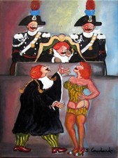 OLIO SU TELA SALVO LOMBARDO "PROCESSINO" ACRILICO TOP QUALITY