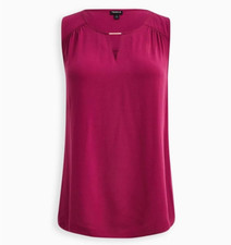 Camicetta Tank Torrid Crepe Metal Keyhole Taglie Forti 3X Boysenberry Rosa Nuova con etichette $45,50