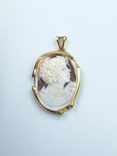 CIONDOLO IN ARGENTO 925% CON CAMMEO SARDONICO, DONNA PLACCATO ORO GIALLO 18KT