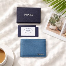 PRADA Porta carte in pelle blu