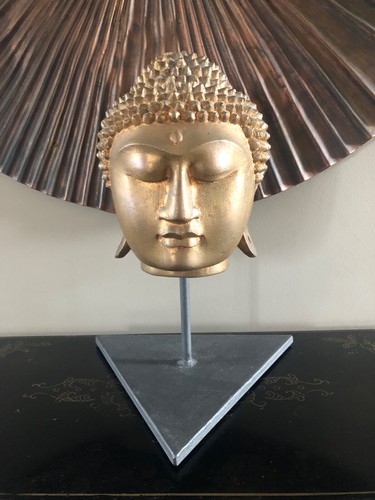 Testa buddha legno dorato - testa,